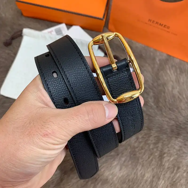 Hermes Pin Belt Epsom Calfskin In Black Gold