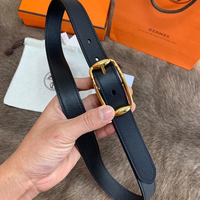 Hermes Pin Belt Epsom Calfskin In Black Gold