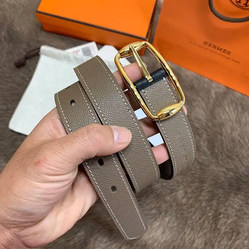 Hermes Pin Belt Epsom Calfskin In Grey Gold