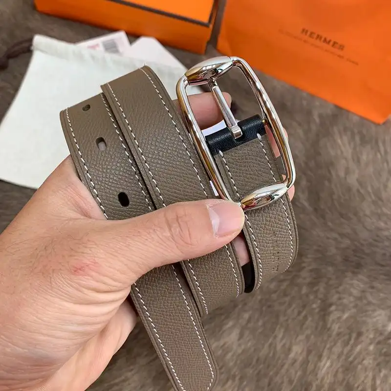 Hermes Pin Belt Epsom Calfskin In Grey Silver