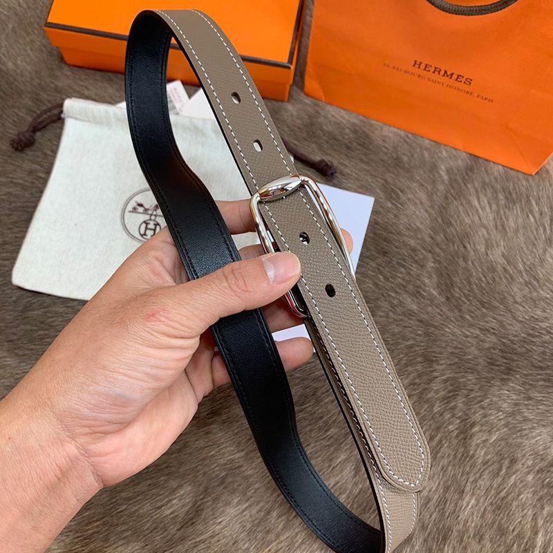 Hermes Pin Belt Epsom Calfskin In Grey Silver