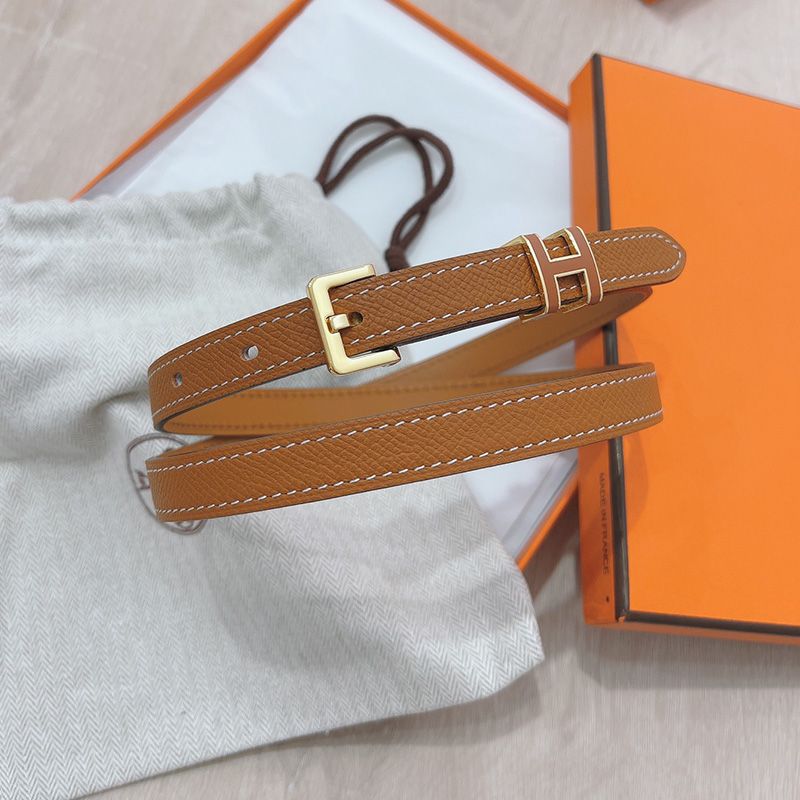 Hermes Pop H 15 Belt Epsom Calfskin In Brown Gold