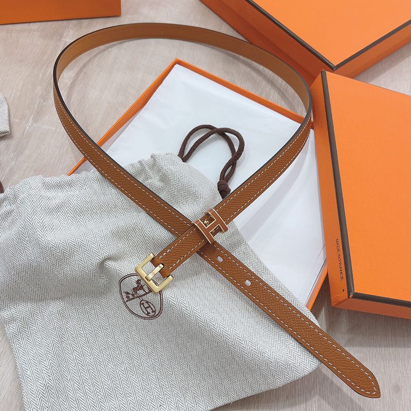 Hermes Pop H 15 Belt Epsom Calfskin In Brown Gold