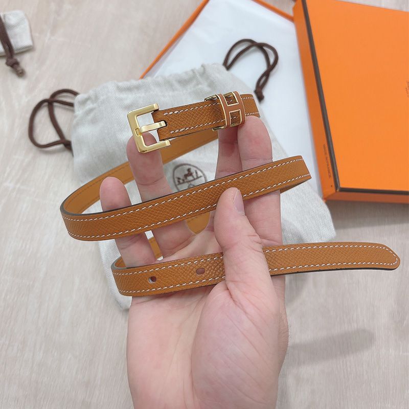 Hermes Pop H 15 Belt Epsom Calfskin In Brown Gold