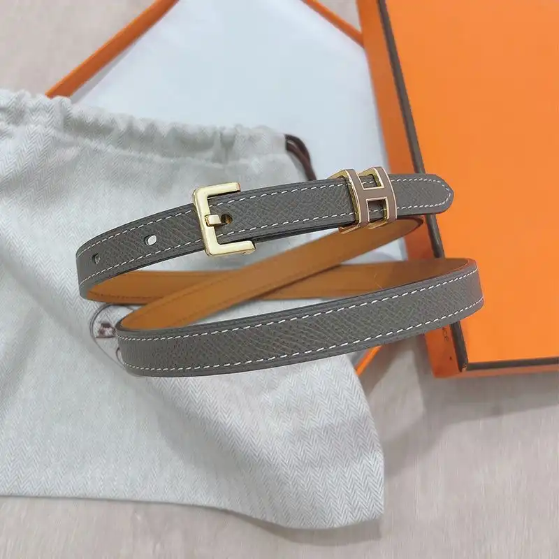 Hermes Pop H 15 Belt Epsom Calfskin In Grey Gold