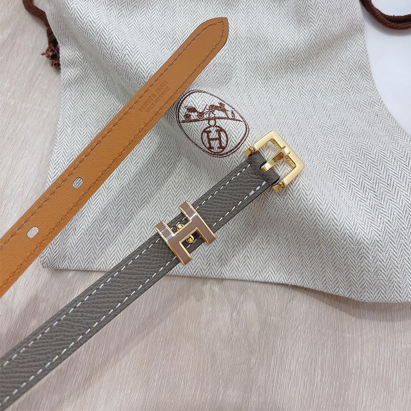 Hermes Pop H 15 Belt Epsom Calfskin In Grey Gold