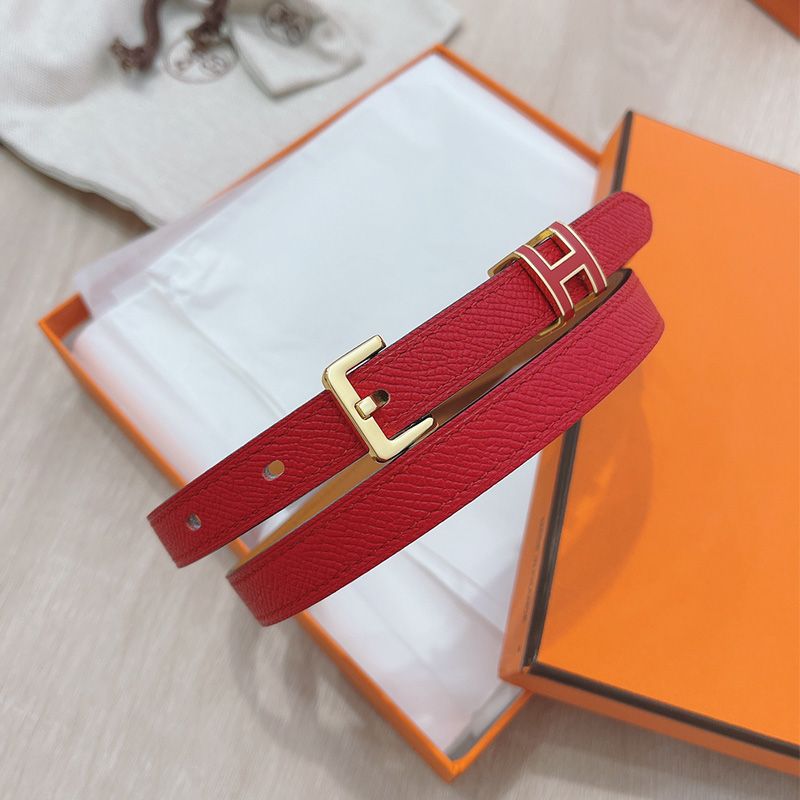 Hermes Pop H 15 Belt Epsom Calfskin In Red Gold