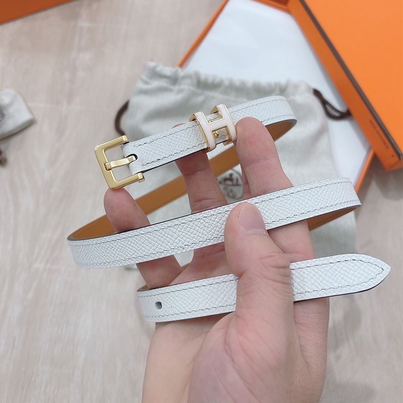 Hermes Pop H 15 Belt Epsom Calfskin In White Gold