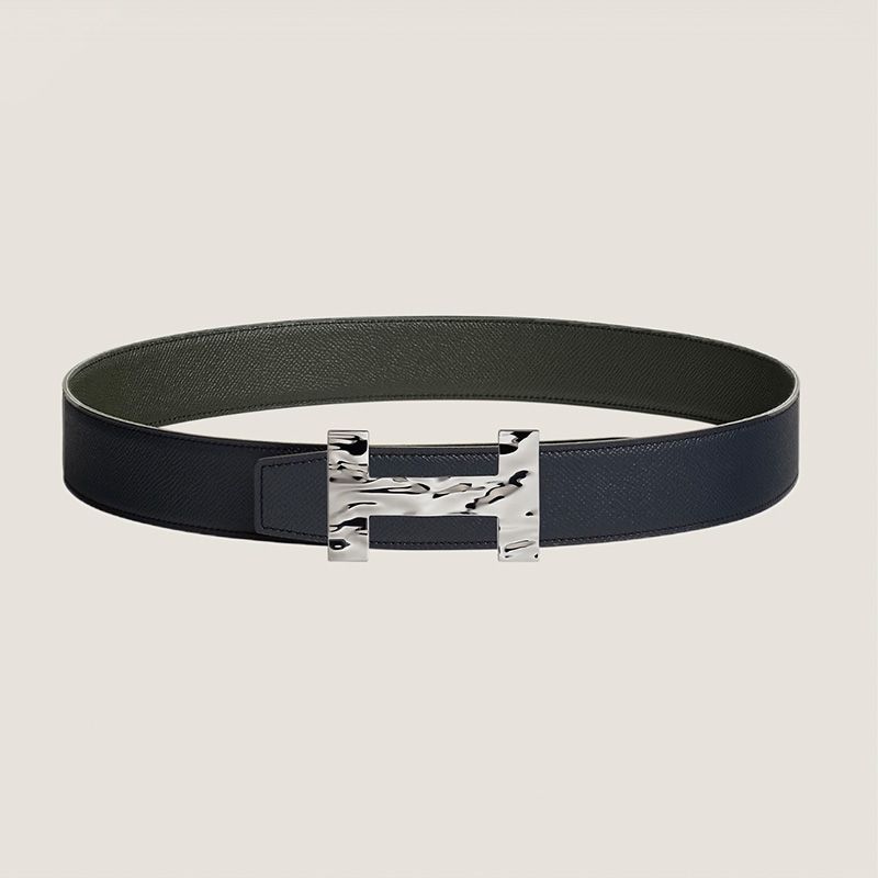 Hermes Quizz H20 Belt Reversible Leather In Black Green