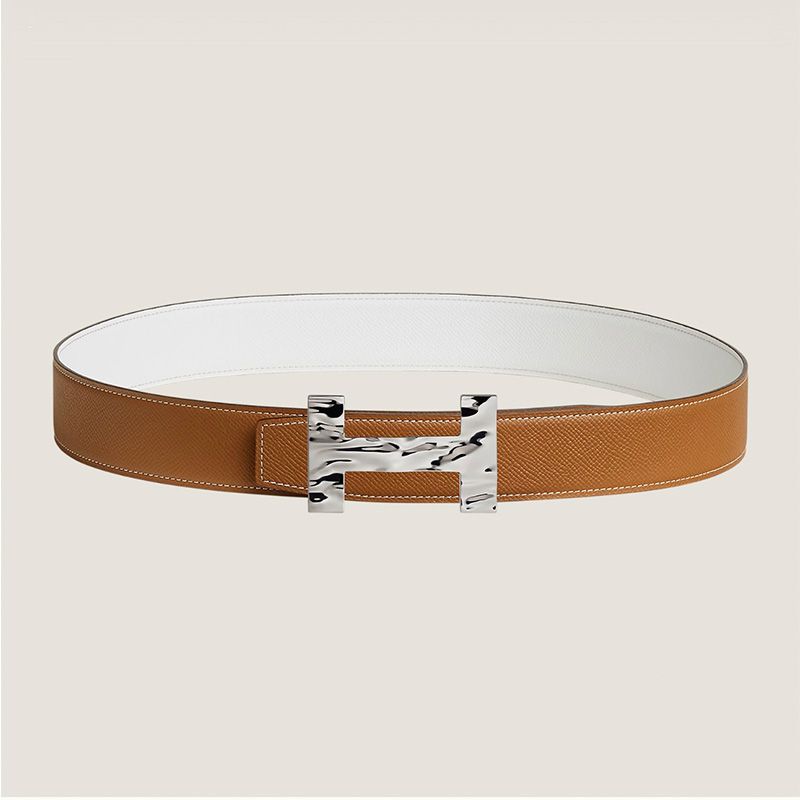 Hermes Quizz H20 Belt Reversible Leather In Brown White