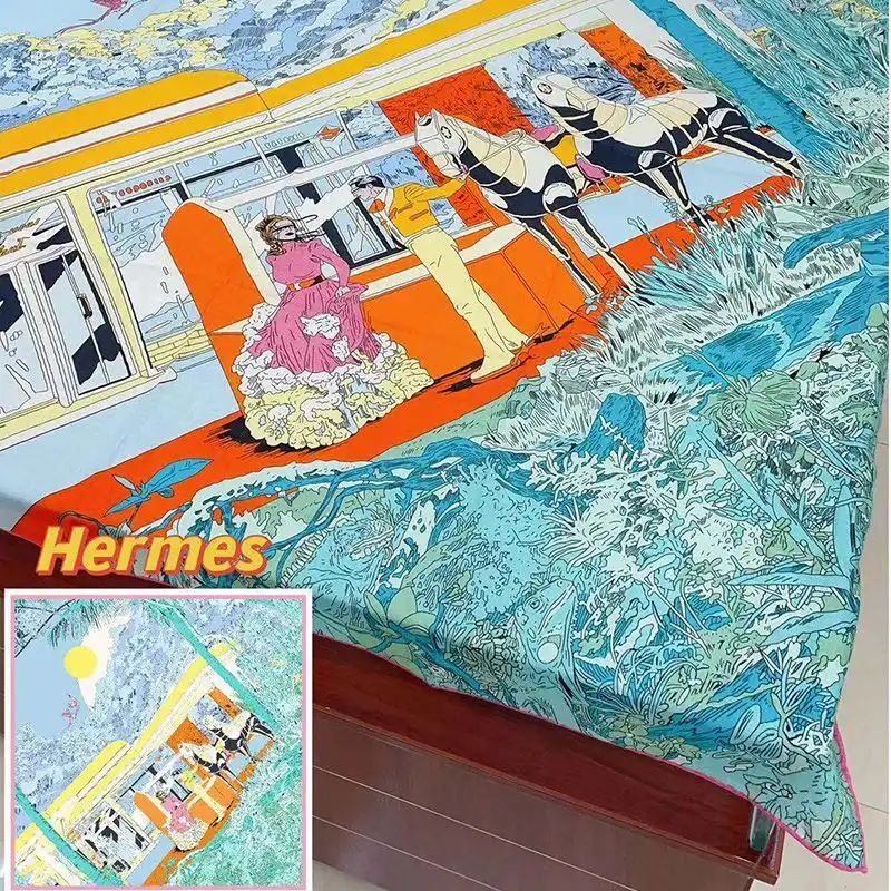 Hermes Rendez-Vous Galant Shawl 140 In Sky Blue