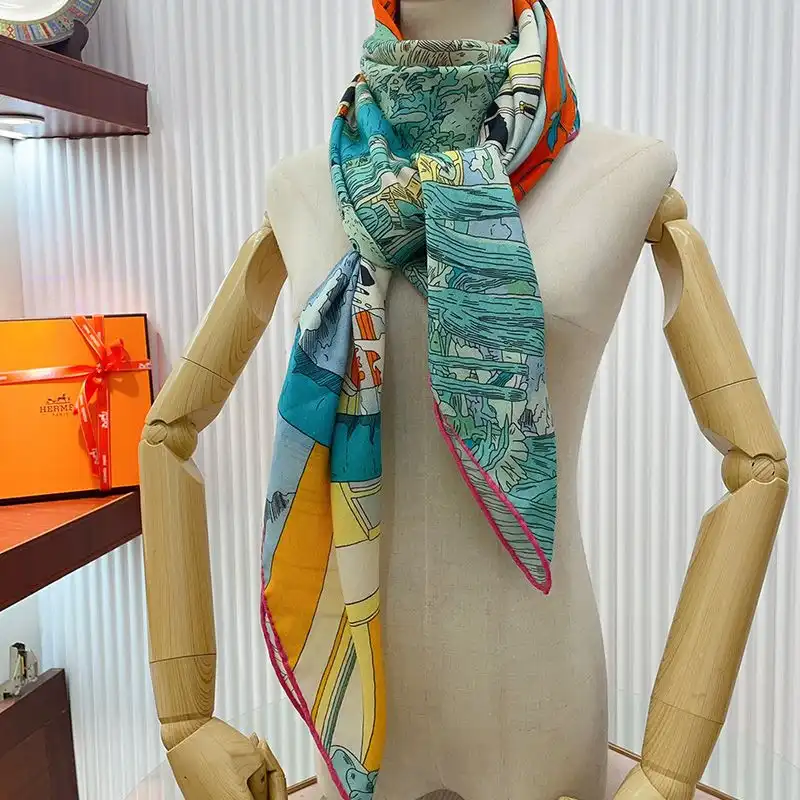 Affordable Hermes Rendez-Vous Galant Shawl 140 In Sky Blue