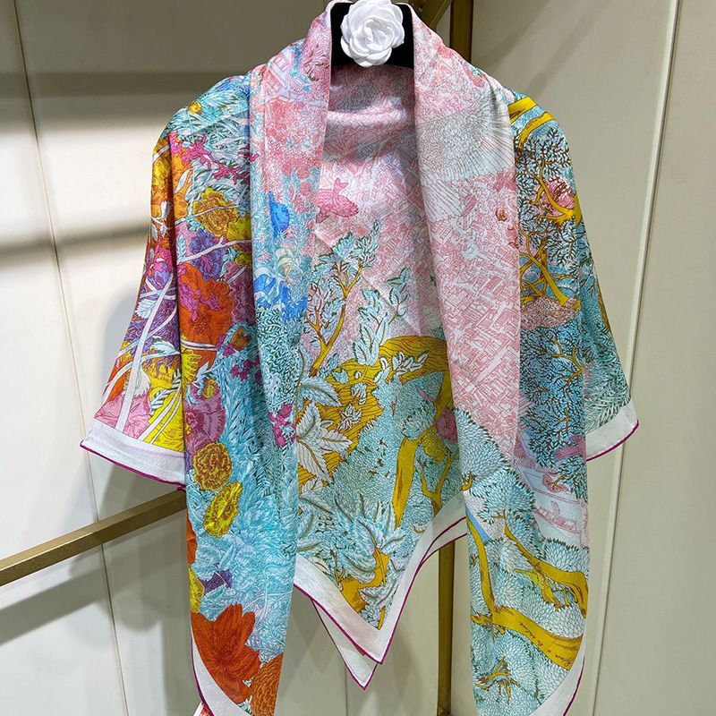 Hermes Retour A La Nature Shawl 140 In Rose