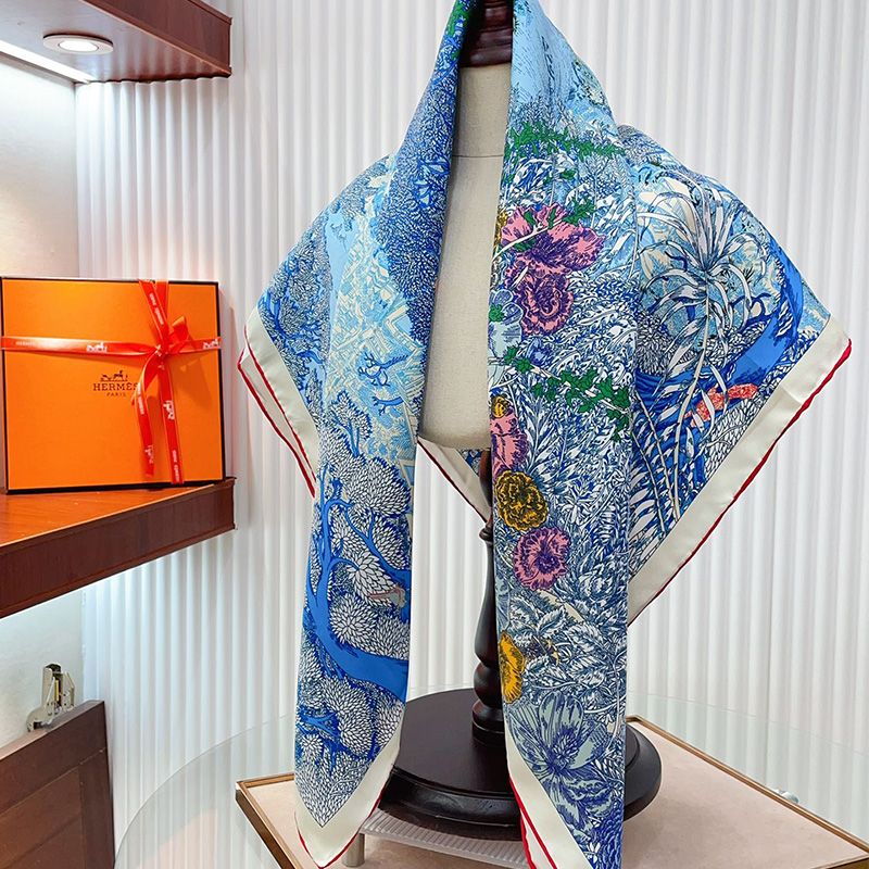 Hermes Retour A La Nature Scarf 90 In Blue