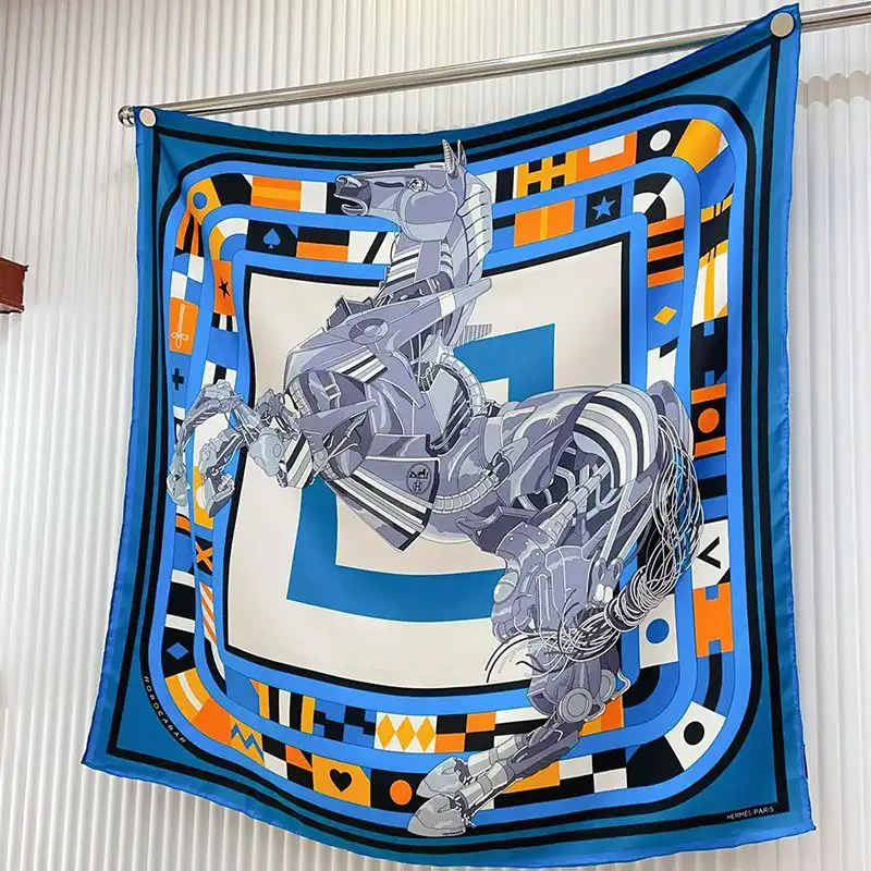 Hermes Robocabar Scarf 90 In Blue