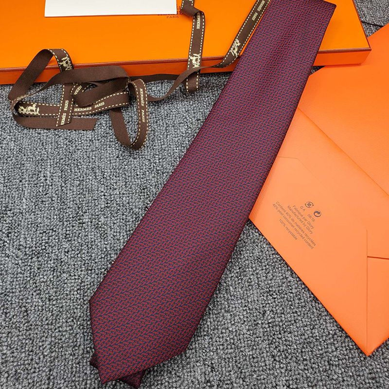 Hermes Rocking H Tie In Burgundy