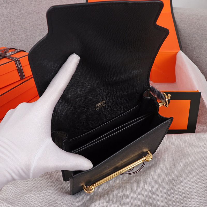 Hermes Roulis Bag Epsom Leather Gold Hardware In Black