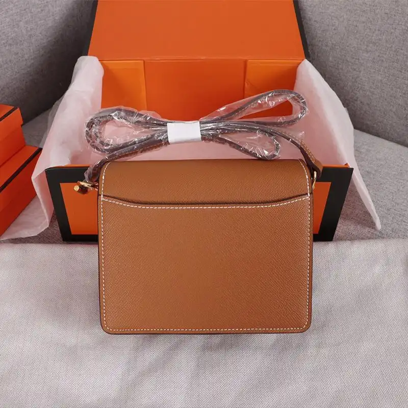 Affordable Hermes Roulis Bag Epsom Leather Gold Hardware In Brown