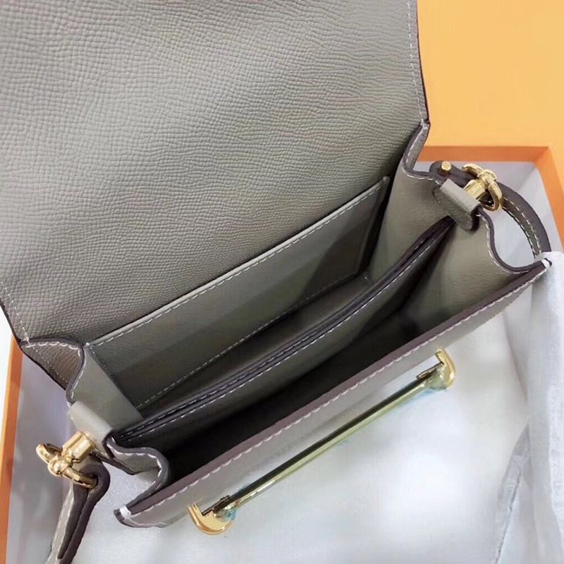 Hermes Roulis Bag Epsom Leather Gold Hardware In Grey