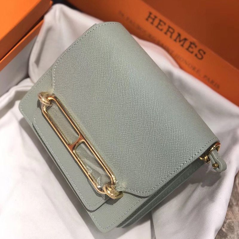 Hermes Roulis Bag Epsom Leather Gold Hardware In Light Grey