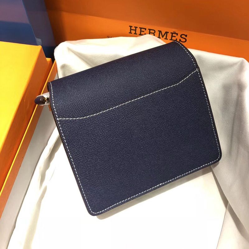 Hermes Roulis Bag Epsom Leather Gold Hardware In Navy Blue