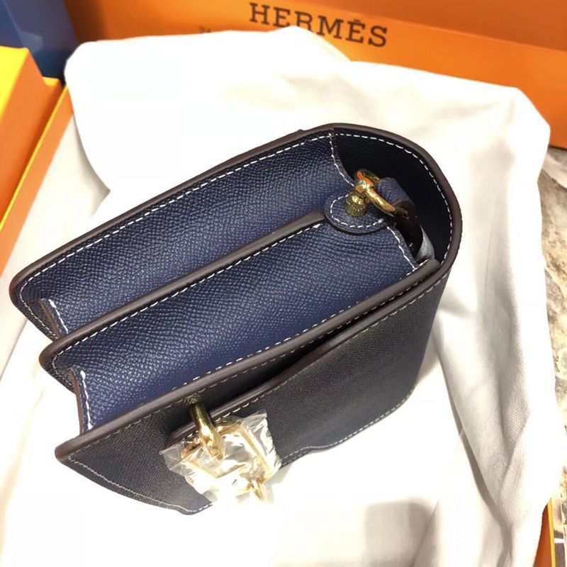 Hermes Roulis Bag Epsom Leather Gold Hardware In Navy Blue