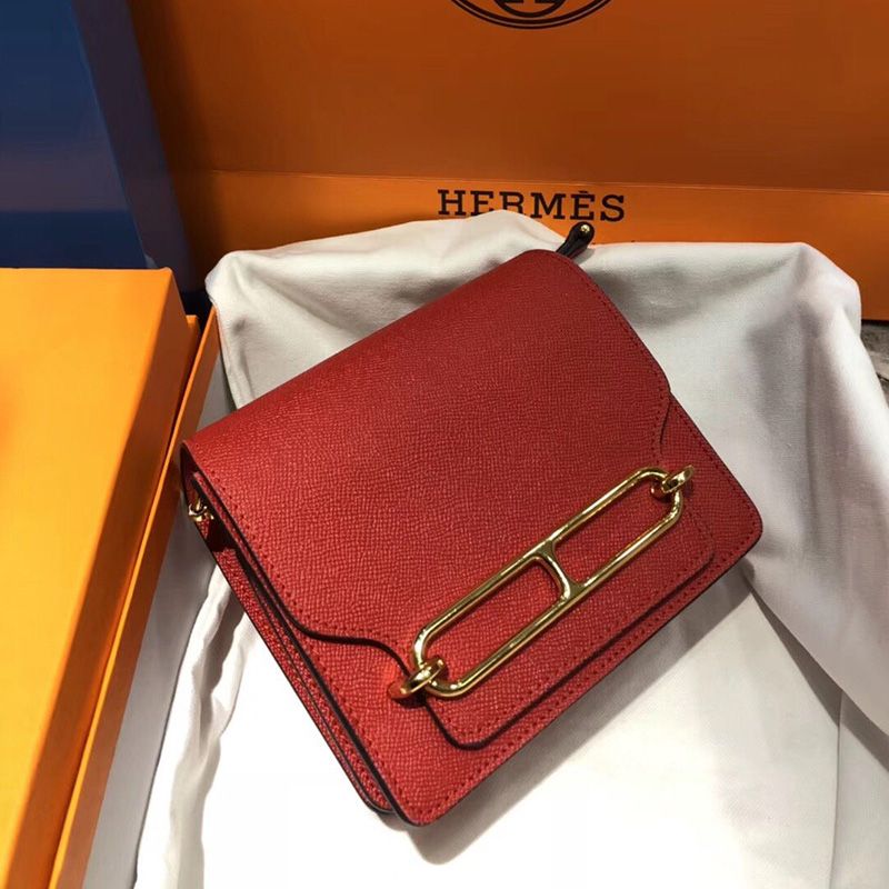 Hermes Roulis Bag Epsom Leather Gold Hardware In Red