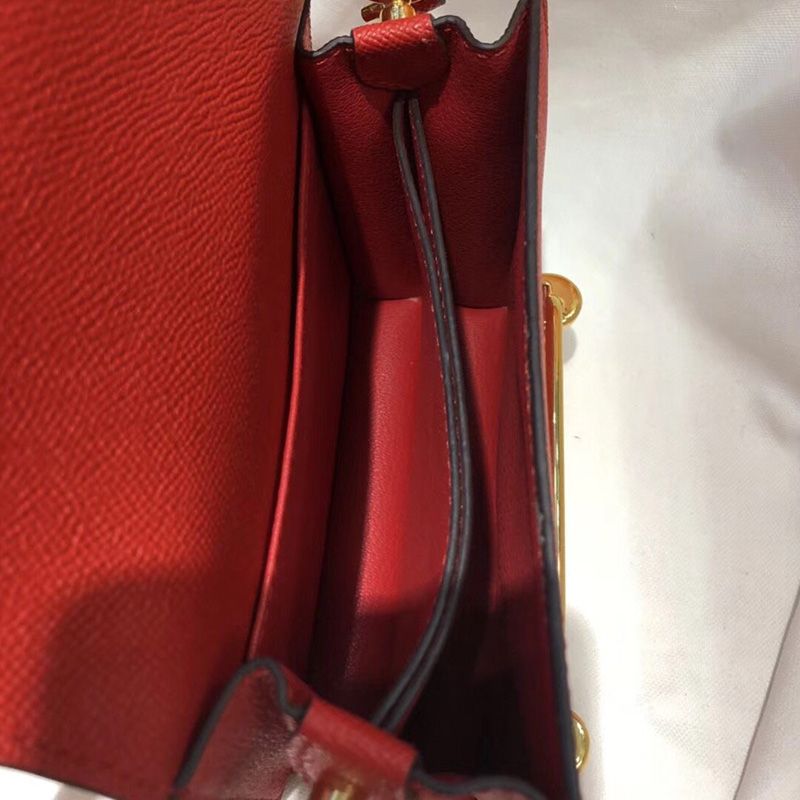 Hermes Roulis Bag Epsom Leather Gold Hardware In Red