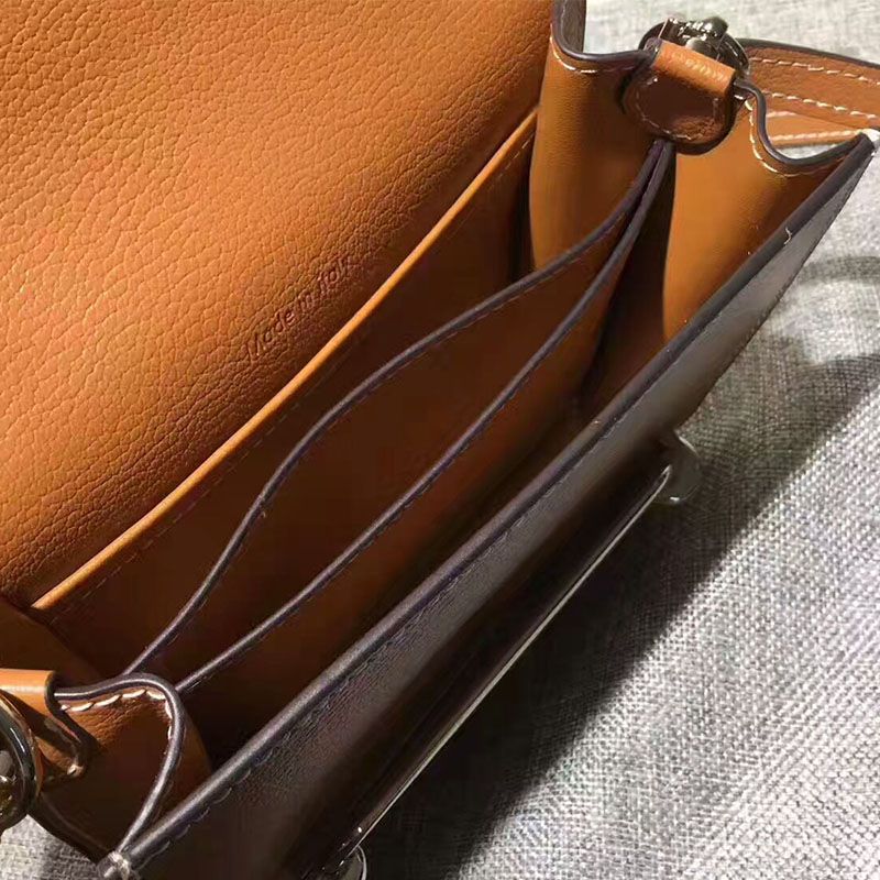 Hermes Roulis Bag Calfskin Leather Palladium Hardware In Brown