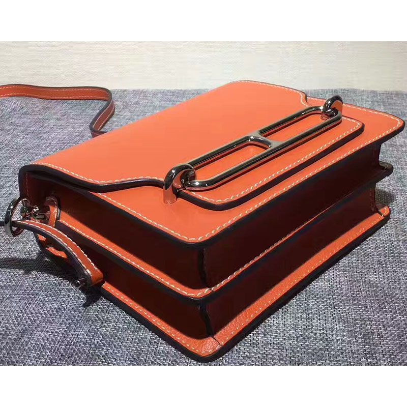 Hermes Roulis Bag Calfskin Leather Palladium Hardware In Orange