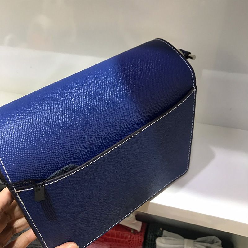 Hermes Roulis Bag Epsom Leather Palladium Hardware In Blue