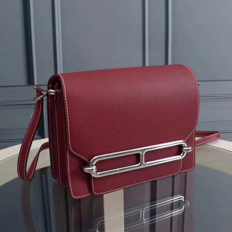 Hermes Roulis Bag Epsom Leather Palladium Hardware In Burgundy