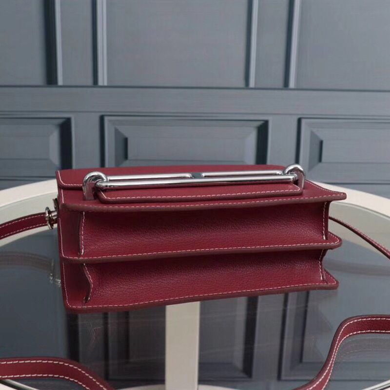 Hermes Roulis Bag Epsom Leather Palladium Hardware In Burgundy