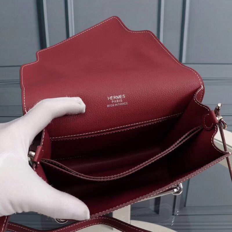 Hermes Roulis Bag Epsom Leather Palladium Hardware In Burgundy