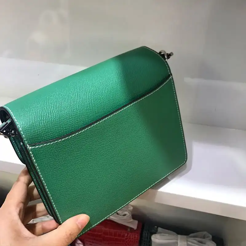 Affordable Hermes Roulis Bag Epsom Leather Palladium Hardware In Green