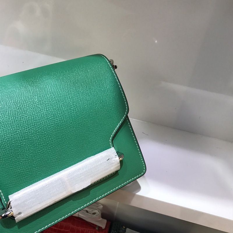 Hermes Roulis Bag Epsom Leather Palladium Hardware In Green