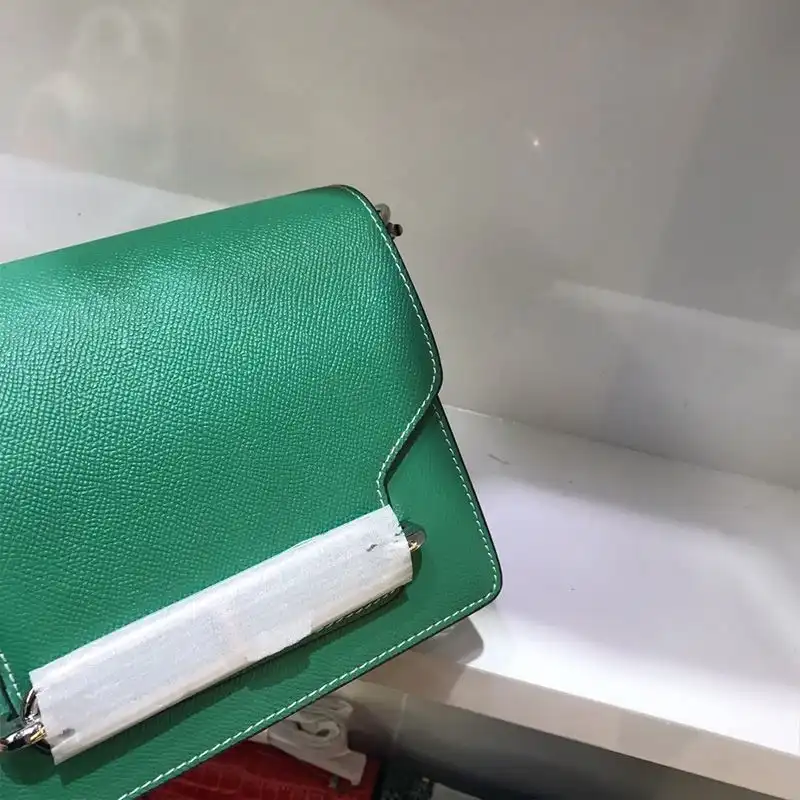 Affordable Hermes Roulis Bag Epsom Leather Palladium Hardware In Green