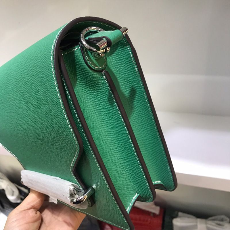 Hermes Roulis Bag Epsom Leather Palladium Hardware In Green