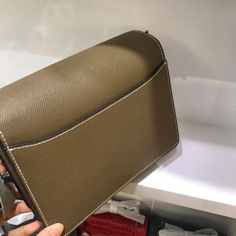 Affordable Hermes Roulis Bag Epsom Leather Palladium Hardware In Olive