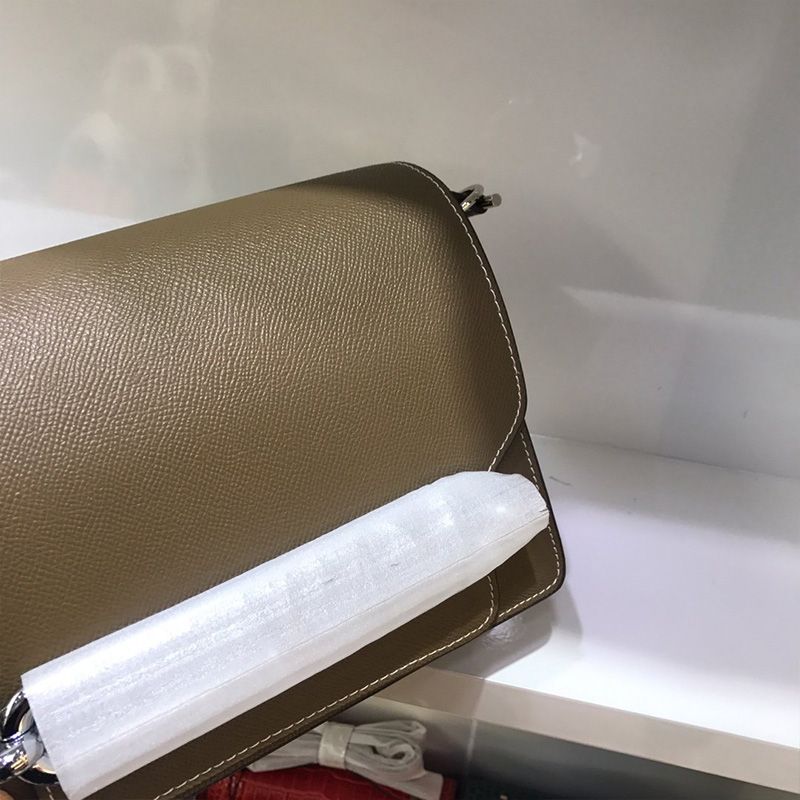 Hermes Roulis Bag Epsom Leather Palladium Hardware In Olive