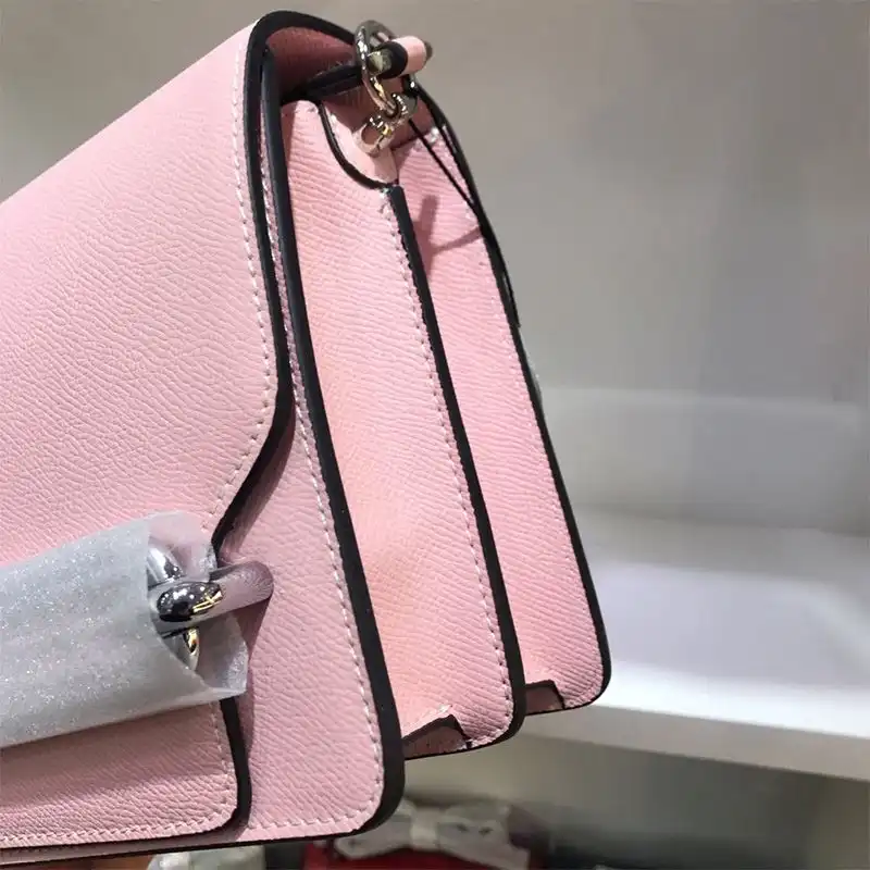 Affordable Hermes Roulis Bag Epsom Leather Palladium Hardware In Pink