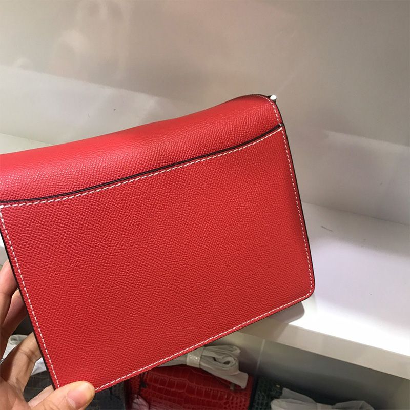 Hermes Roulis Bag Epsom Leather Palladium Hardware In Red