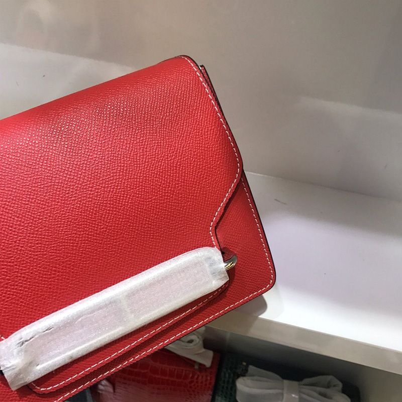 Hermes Roulis Bag Epsom Leather Palladium Hardware In Red