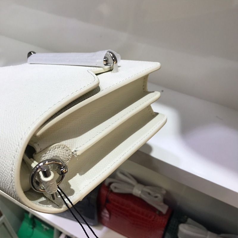 Hermes Roulis Bag Epsom Leather Palladium Hardware In White