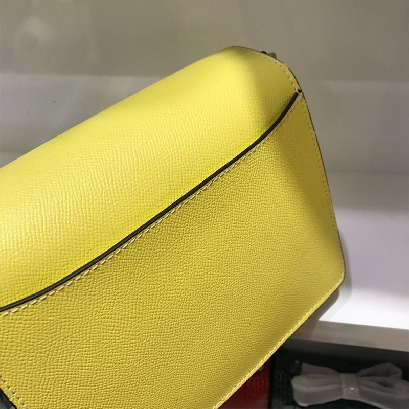 Hermes Roulis Bag Epsom Leather Palladium Hardware In Yellow