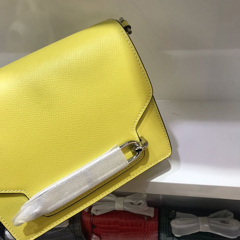 Hermes Roulis Bag Epsom Leather Palladium Hardware In Yellow