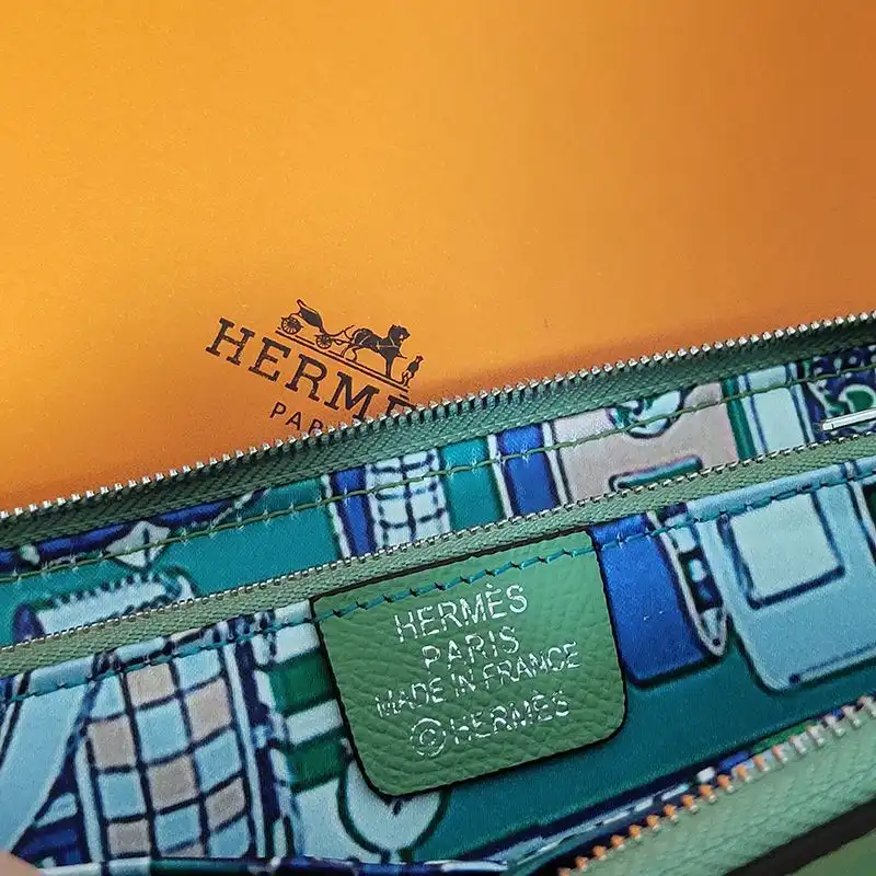 Affordable Hermes Silk'In Classique Long Wallet Epsom Leather Green