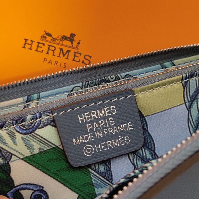 Hermes Silk'In Classique Long Wallet Epsom Leather Sky Blue