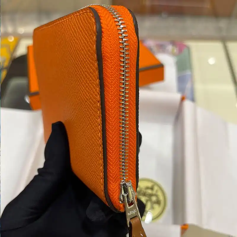 Cheap Hermes Silk'In Compact Wallet Epsom Leather In Orange