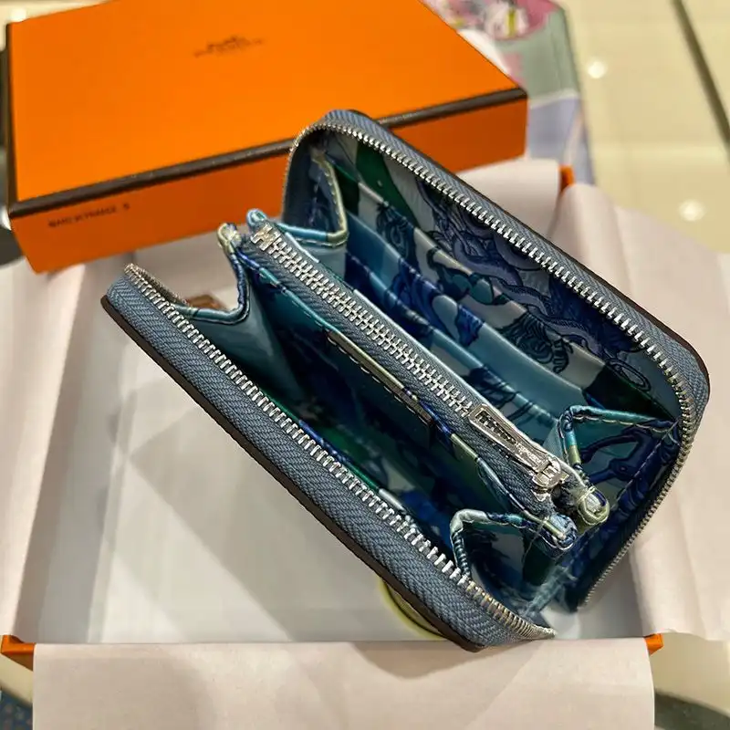 Cheap Hermes Silk'In Compact Wallet Epsom Leather In Sky Blue